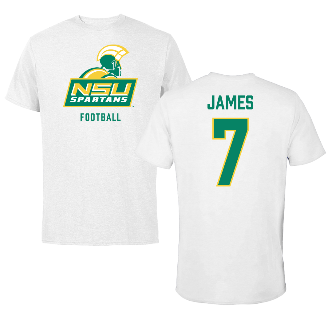 Norfolk State University Football White Tee - #7 Nolan James