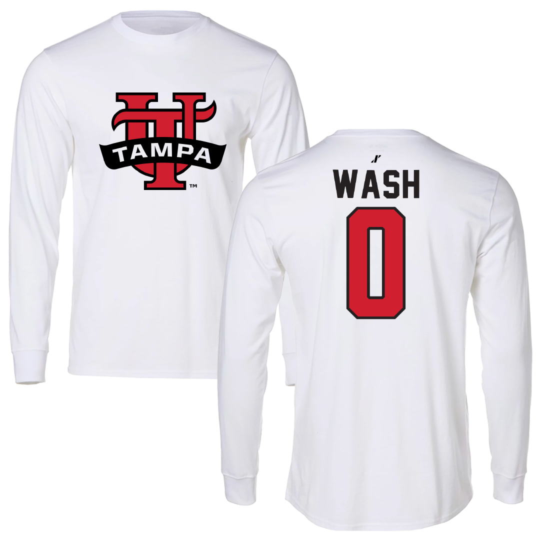 University of Tampa Baseball White Performance Long Sleeve - #0 Logan Wash