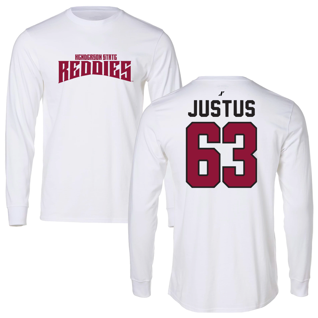 Henderson State University Football White Classic Long Sleeve - #63 Conner Justus