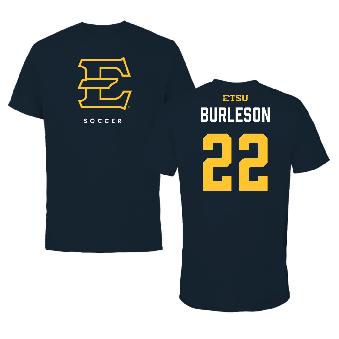 East Tennessee State University Soccer Navy Performance Tee - #22 Megan Burleson