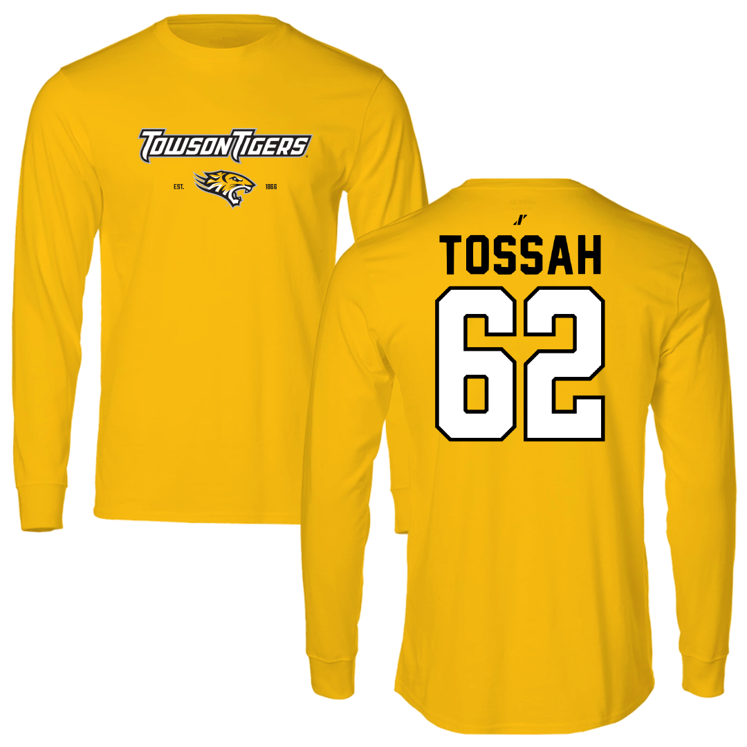 Towson University Football Gold General Performance Long Sleeve - #62 Derick Tossah