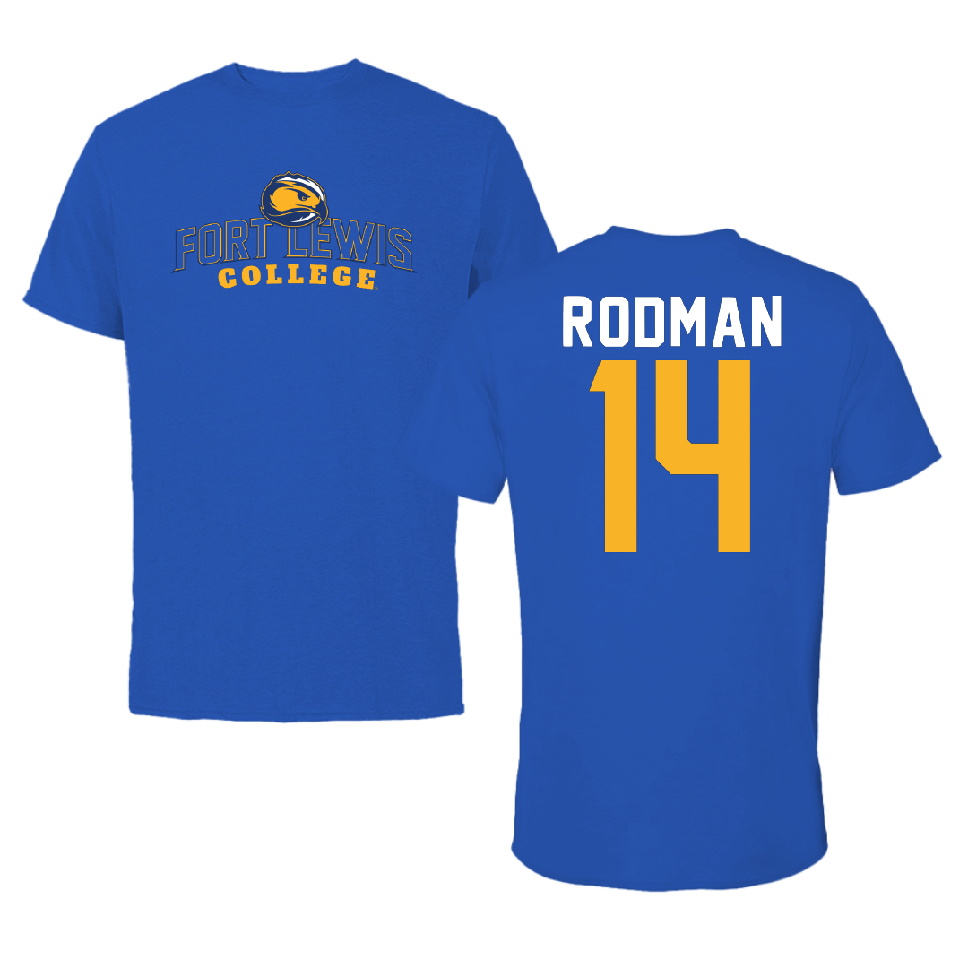 Fort Lewis College Softball Blue Tee - #14 Natalie Rodman