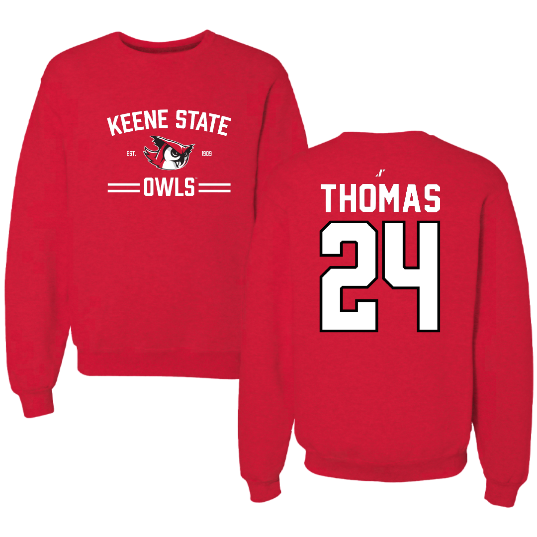 Keene State College Baseball Red General Crewneck - #24 Cam Thomas