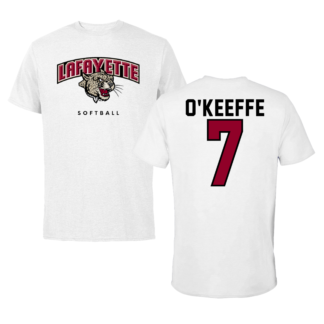 Lafayette College Softball White Performance Tee - #7 Jocelyn O'Keeffe