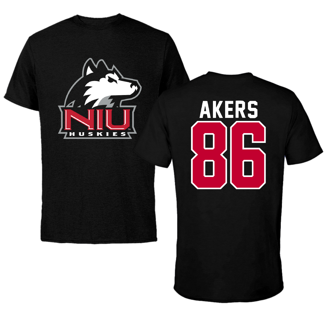 Northern Illinois University Football Black Performance Tee - #86 Devon Akers