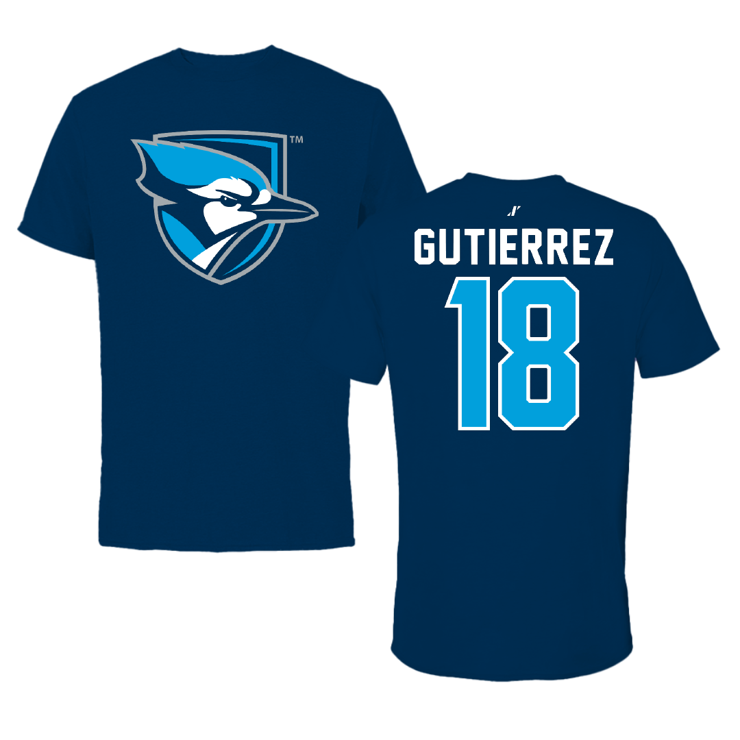 Elmhurst University Soccer Navy Mascot Tee - #18 Dario Gutierrez
