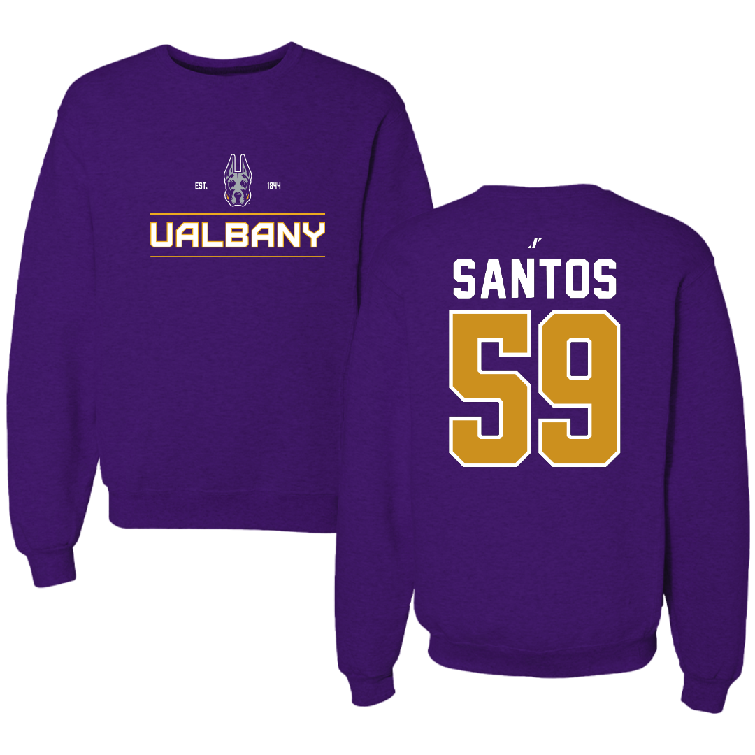 University at Albany Football Purple General Crewneck - #59 Kenneth Santos