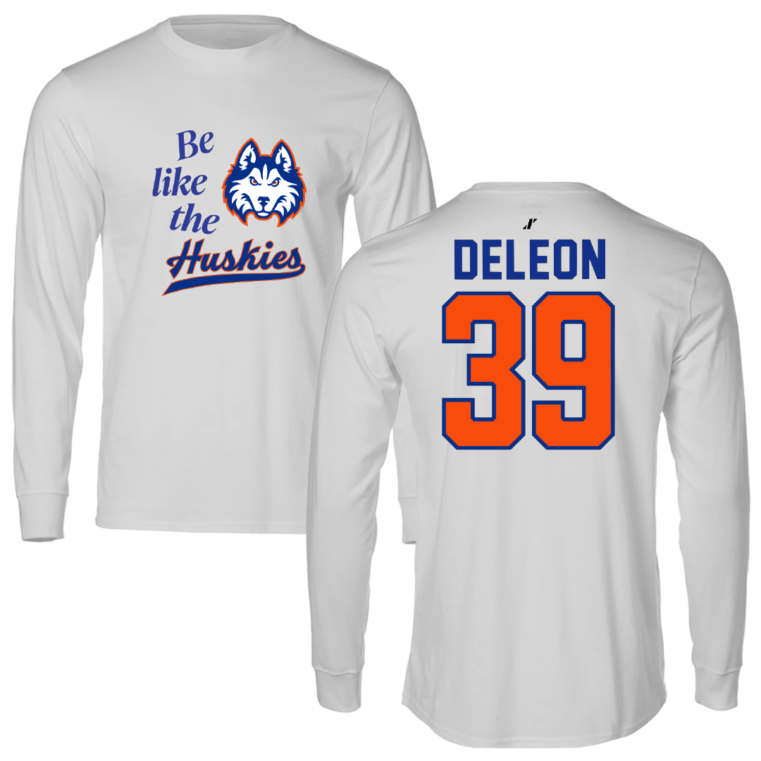 Houston Christian University Baseball Light Gray Be Like Us Long Sleeve - #39 Aidan DeLeon