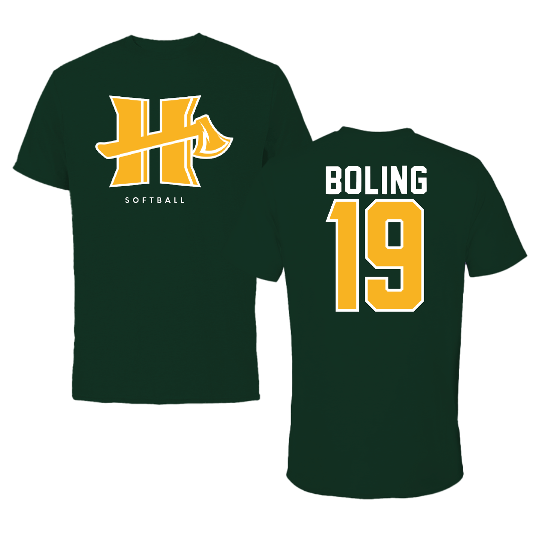 Cal Poly Humboldt Softball Forest Green Tee - #19 Bridgette Boling