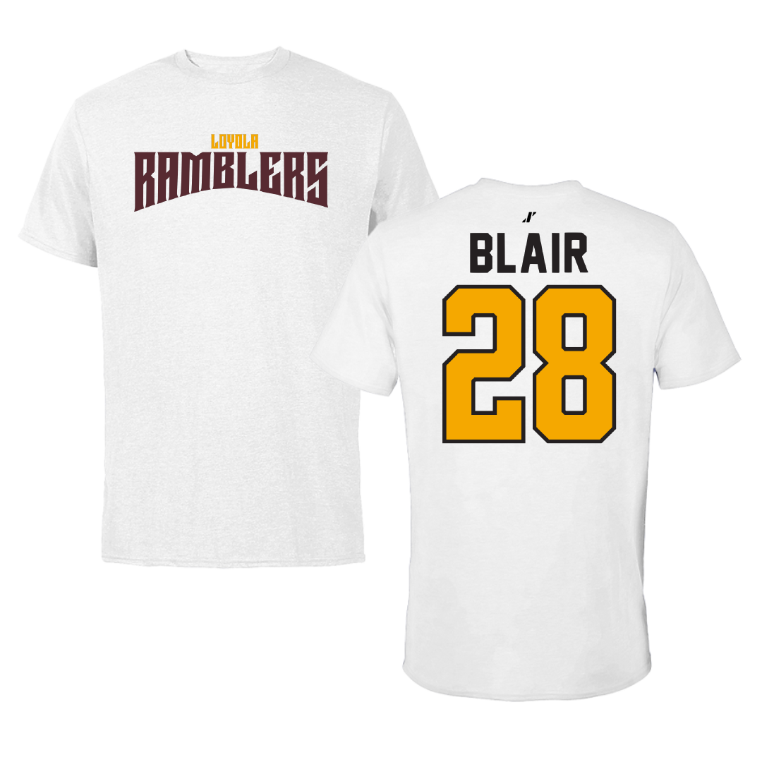 Loyola University-Chicago Soccer White Classic Tee - #28 Quinten Blair