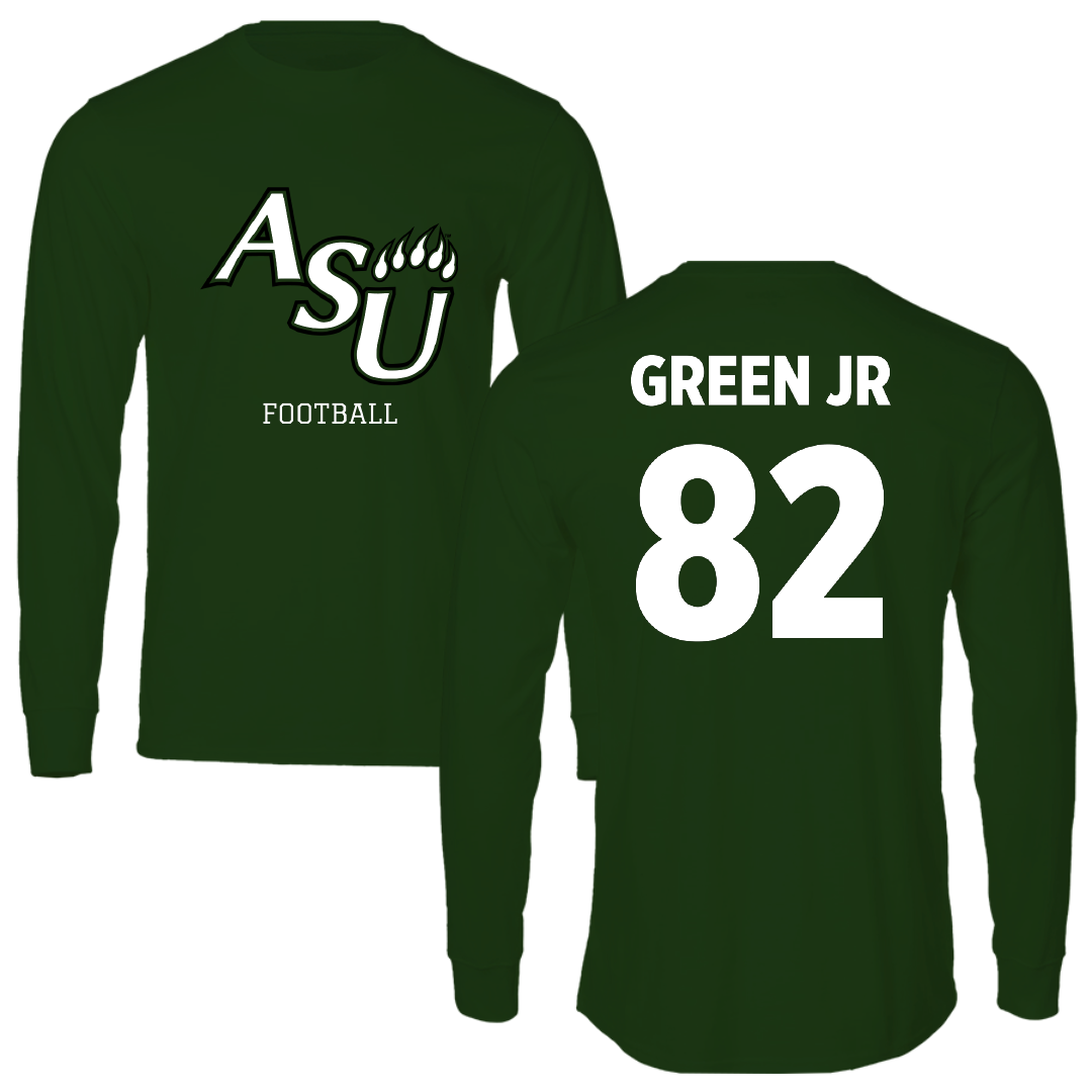 Adams State University Football Forest Green Block Performance Long Sleeve - #82 Warrick Green Jr