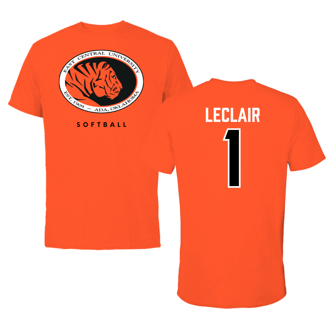 East Central University Softball True Orange Performance Tee - #1 Elyse LeClair