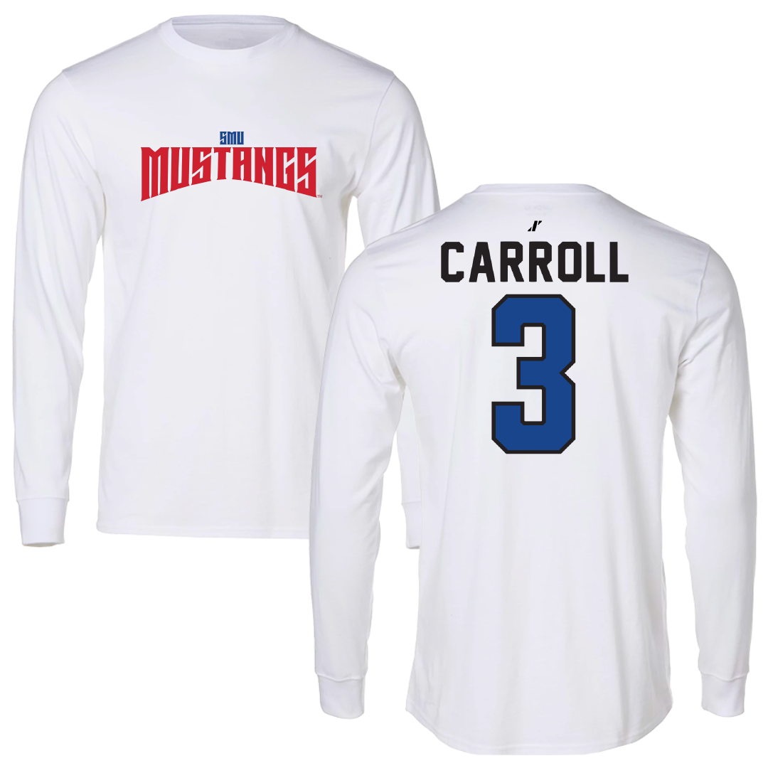 Southern Methodist University Football White Classic Performance Long Sleeve - #3 Jamarion Carroll