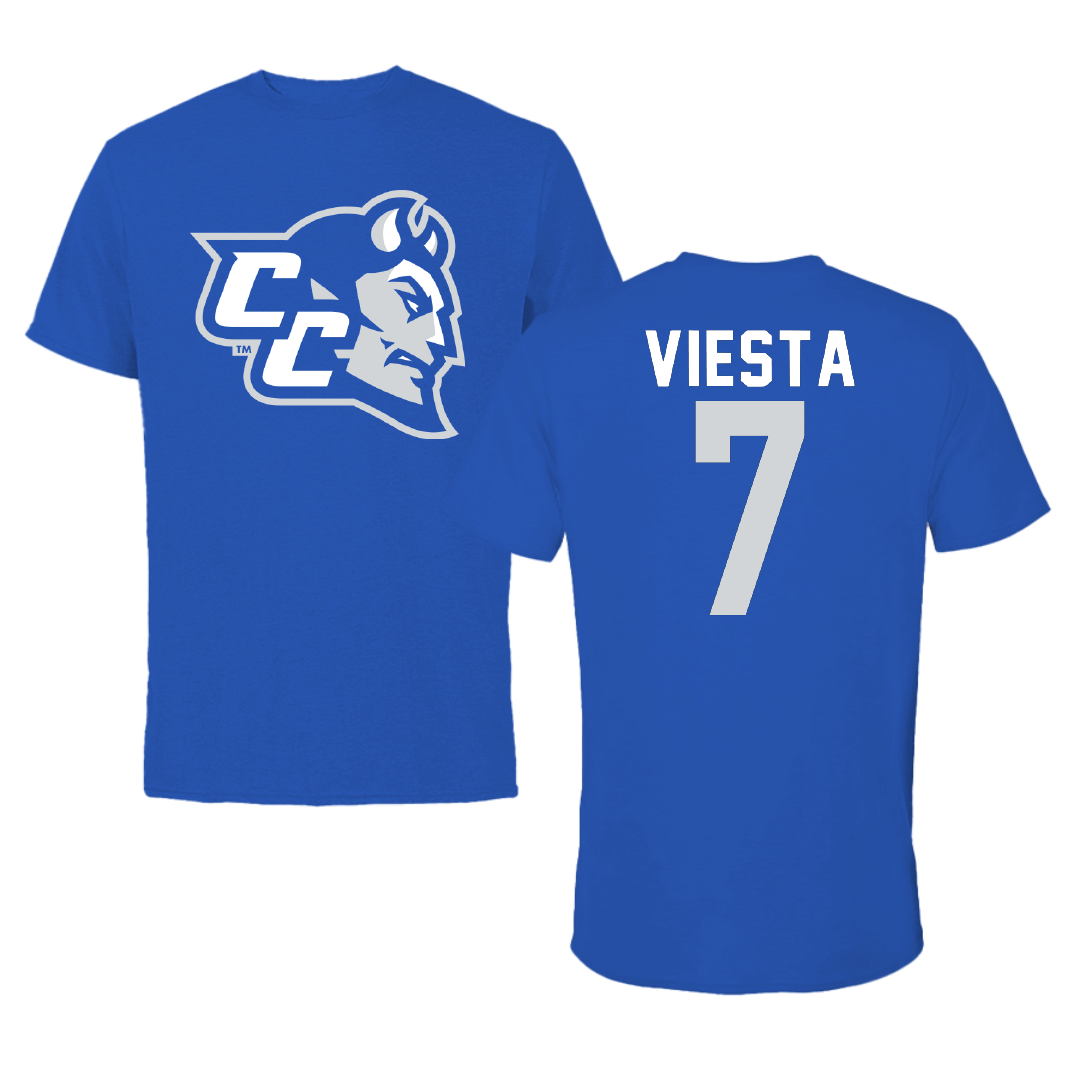 Central Connecticut State University Softball Blue Tee - #7 Ashley Viesta