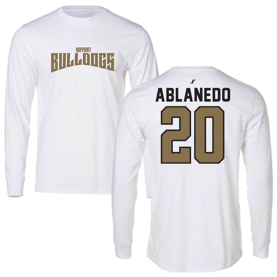 Bryant University Soccer White Classic Performance Long Sleeve - #20 Pablo Ablanedo