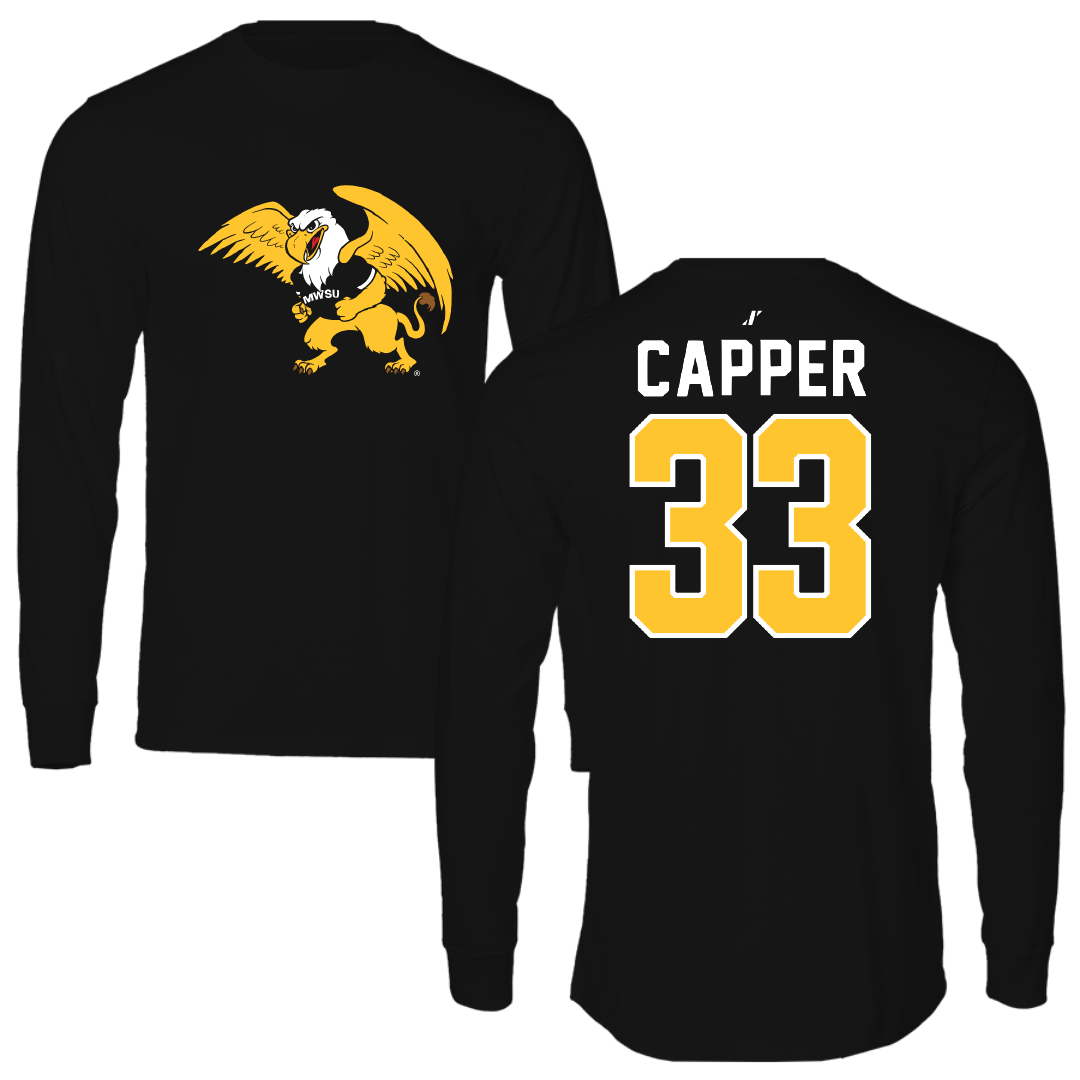 Missouri Western State University Soccer Black Performance Long Sleeve - #33 Teigan Capper