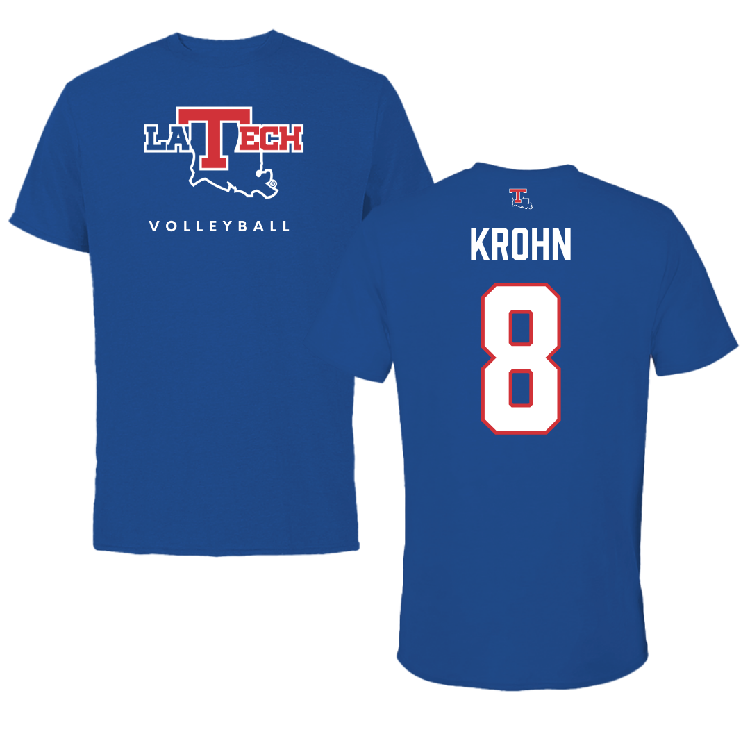 Louisiana Tech University Volleyball True Royal Performance Tee - #8 Grace Krohn