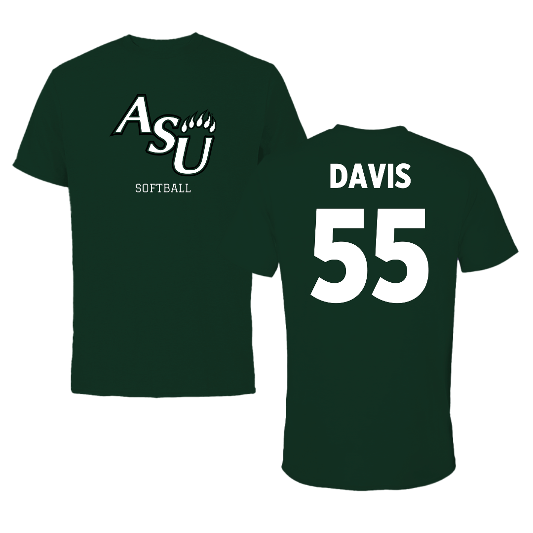 Adams State University Softball Green Performance Tee - #55 Aubree Davis