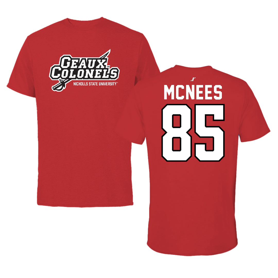 Nicholls State University Football Red General Tee - #85 Christian Mcnees