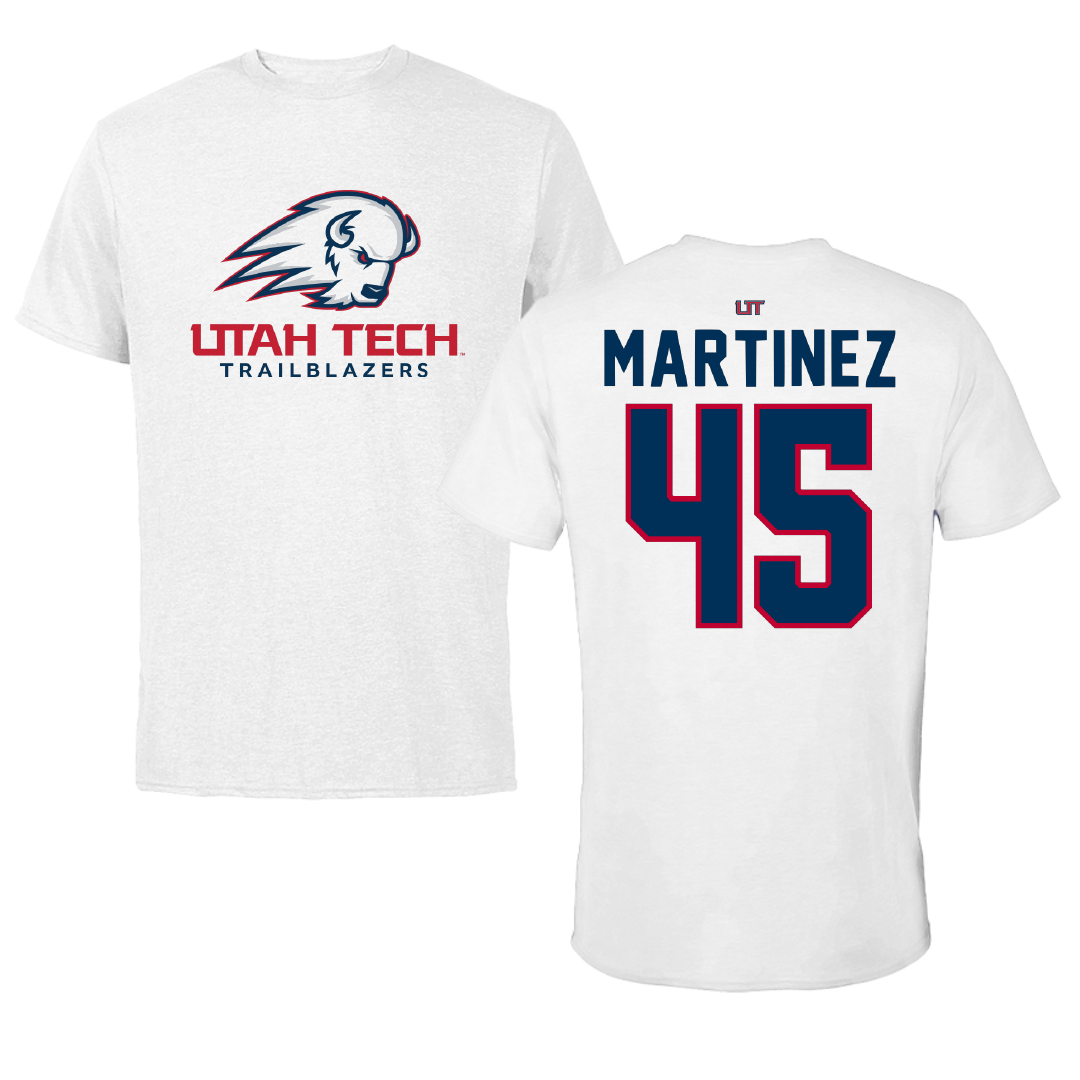 Utah Tech University Baseball White Performance Tee - #45 Ryan Martinez