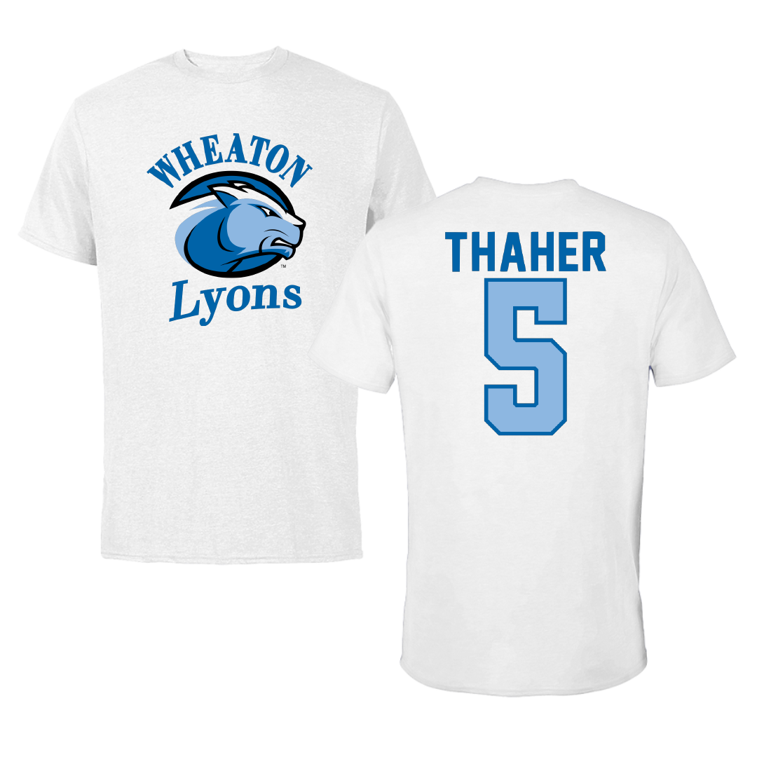 Wheaton College (Massachusetts) Basketball White Performance Tee - #5 Khaled Thaher