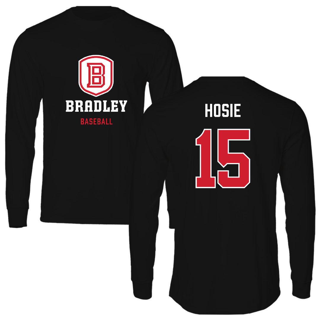 Bradley University Baseball Black Block Performance Long Sleeve - #15 Nick Hosie