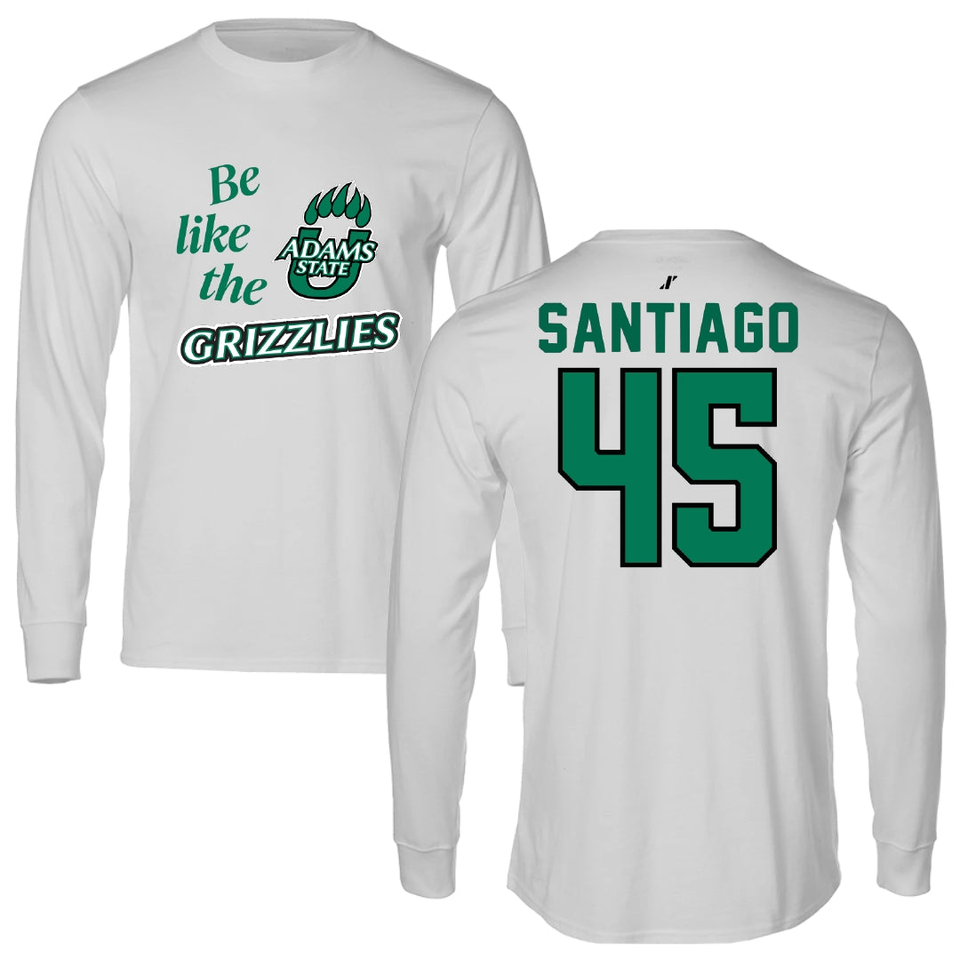 Adams State University Baseball Light Gray Be Like Us Performance Long Sleeve - #45 Ricardo Santiago