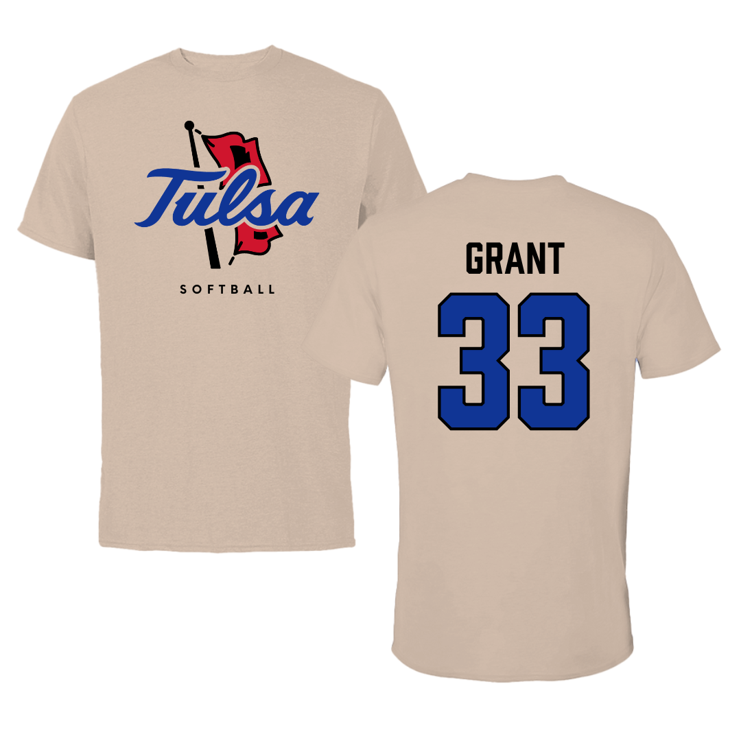 The University of Tulsa Softball Tan Tee - #33 Riley Grant