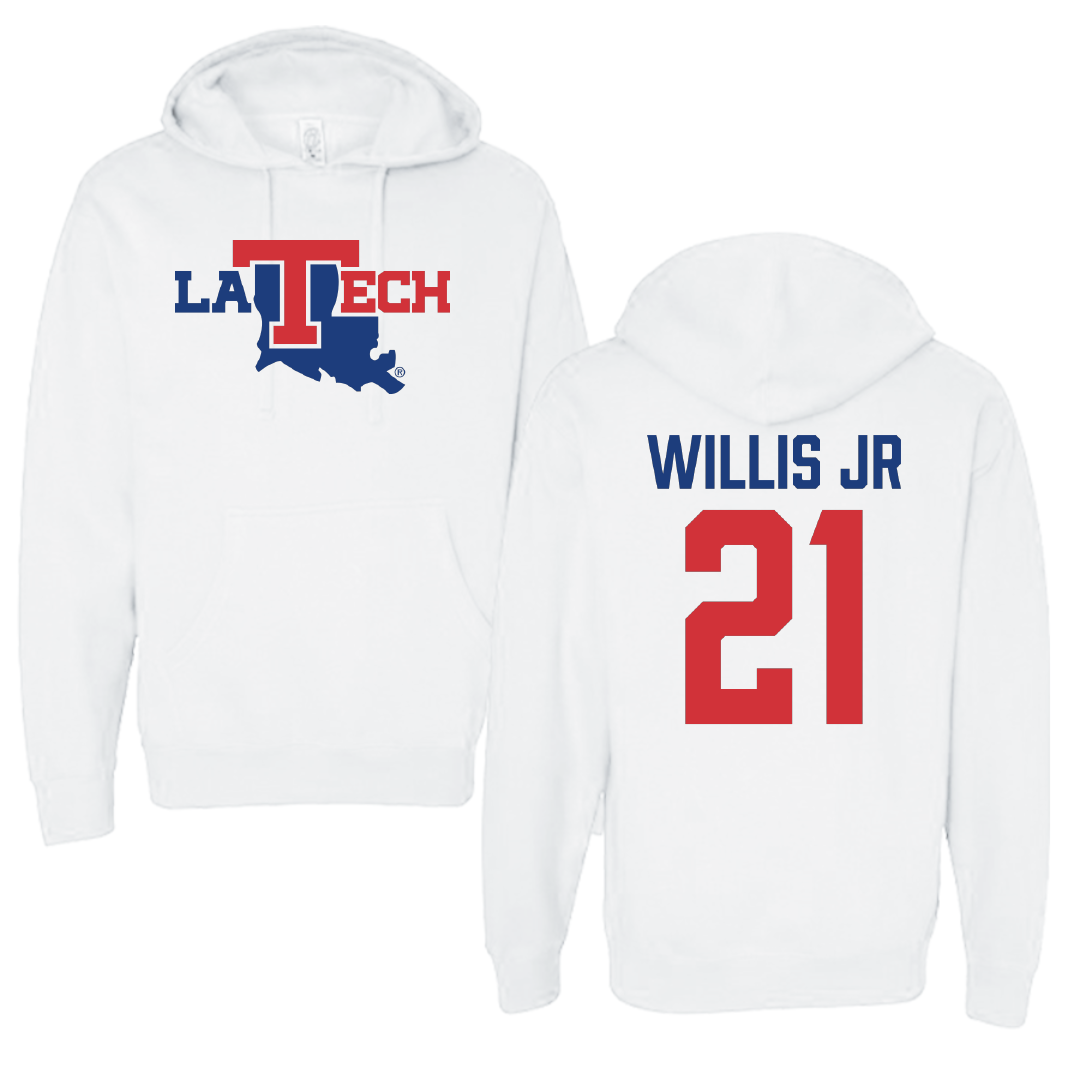 Louisiana Tech University Football White Hoodie - #21 Keith Willis Jr