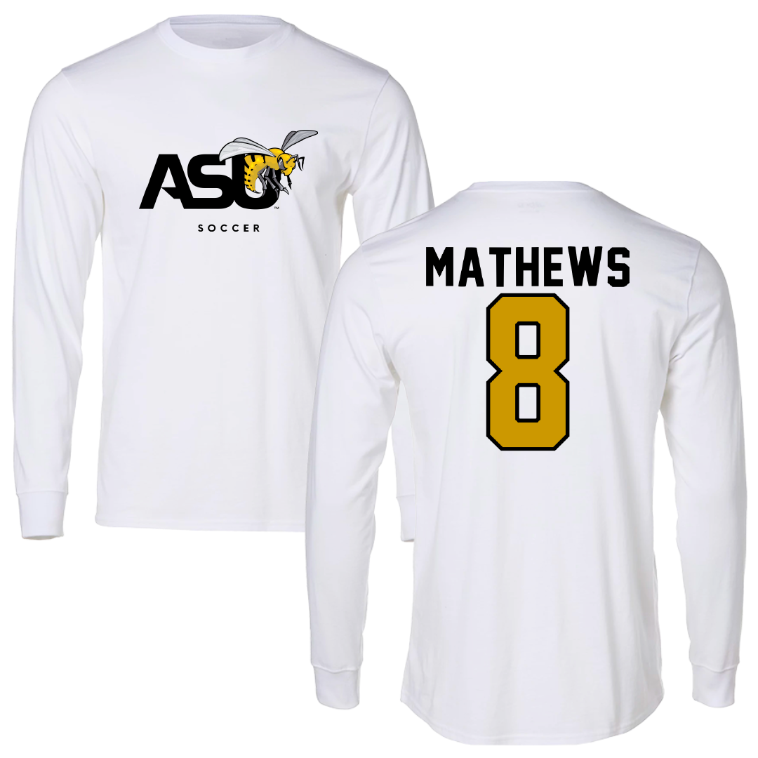 Alabama State University Soccer White Long Sleeve - #8 Erica Mathews