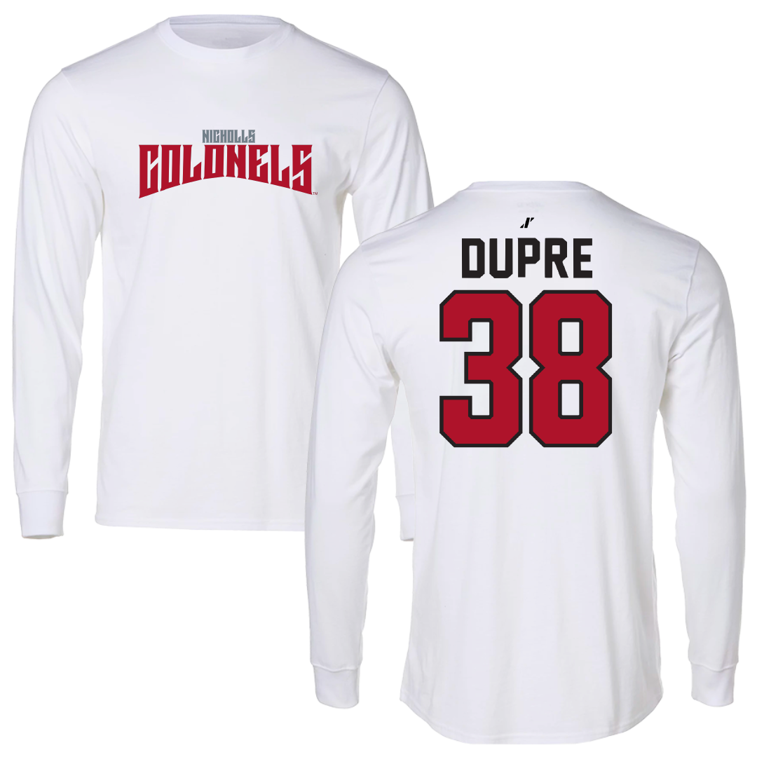 Nicholls State University Football White Classic Performance Long Sleeve - #38 Kylan Dupre