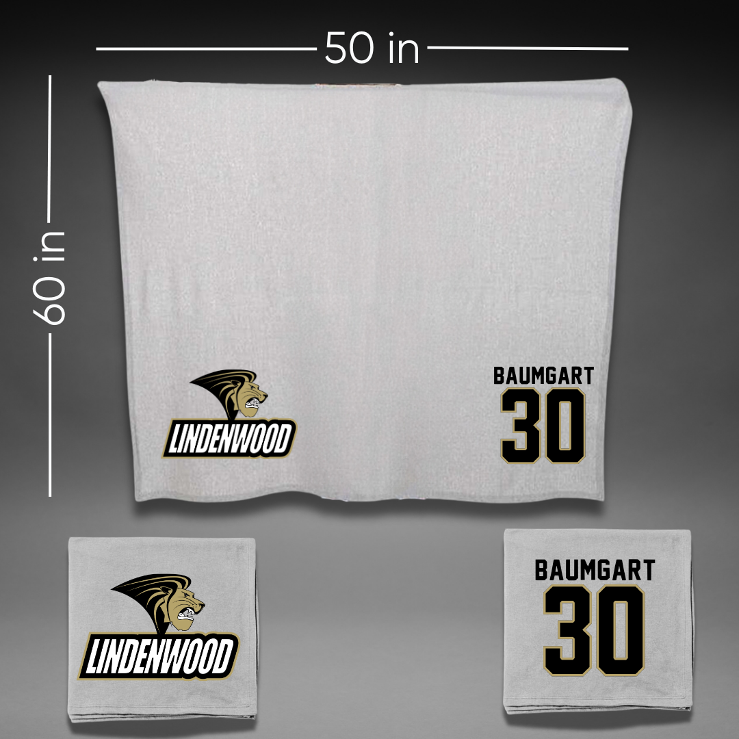 Lindenwood University Football Gray Blanket - #30 Andrew Baumgart