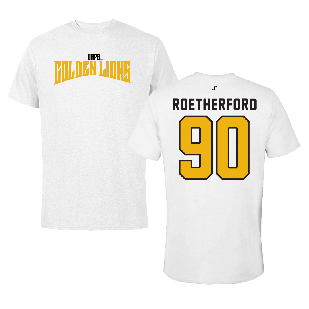 University of Arkansas-Pine Bluff Football White Classic Tee - #90 Cameron Roetherford