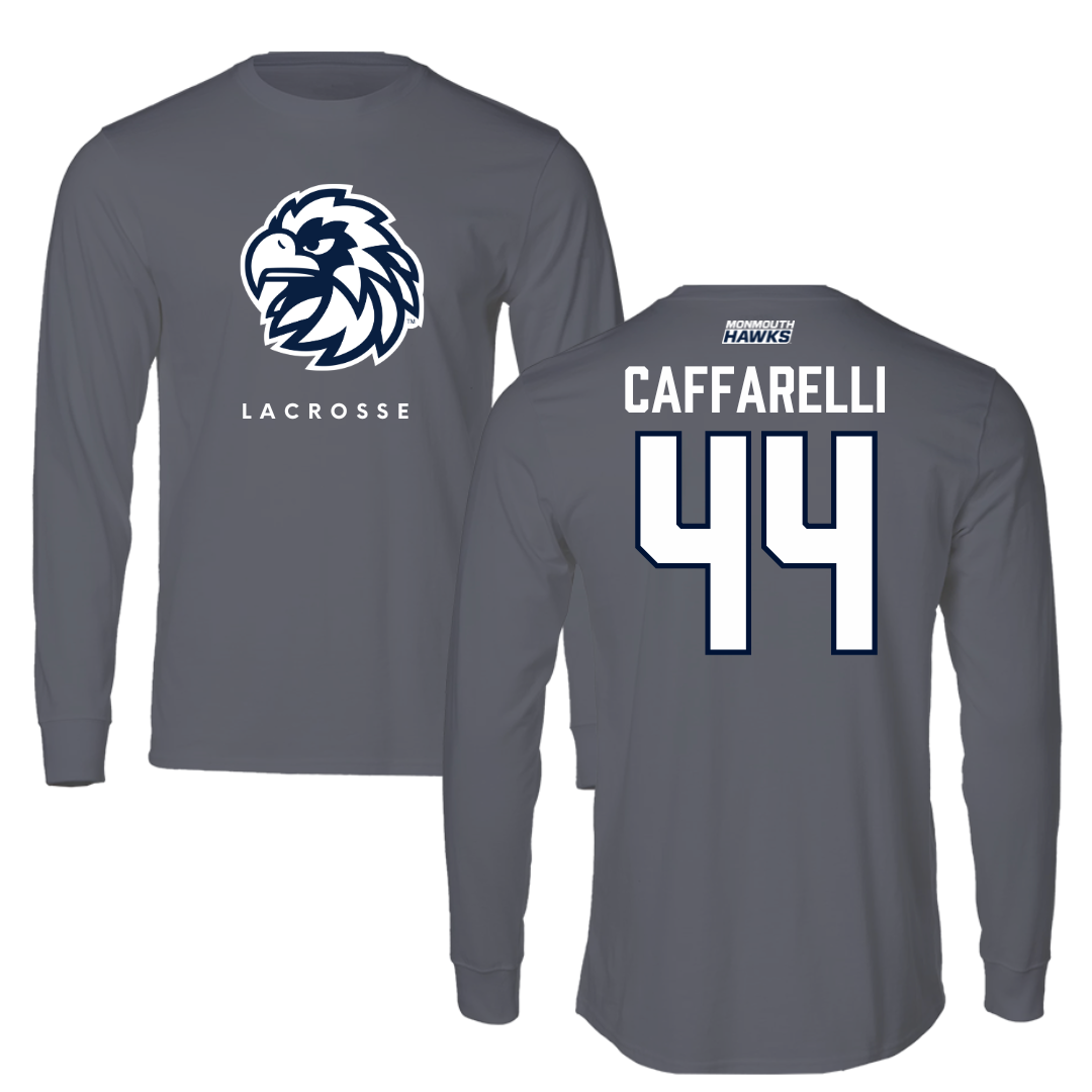 Monmouth University Lacrosse Gray Performance Long Sleeve - #44 Ty Caffarelli