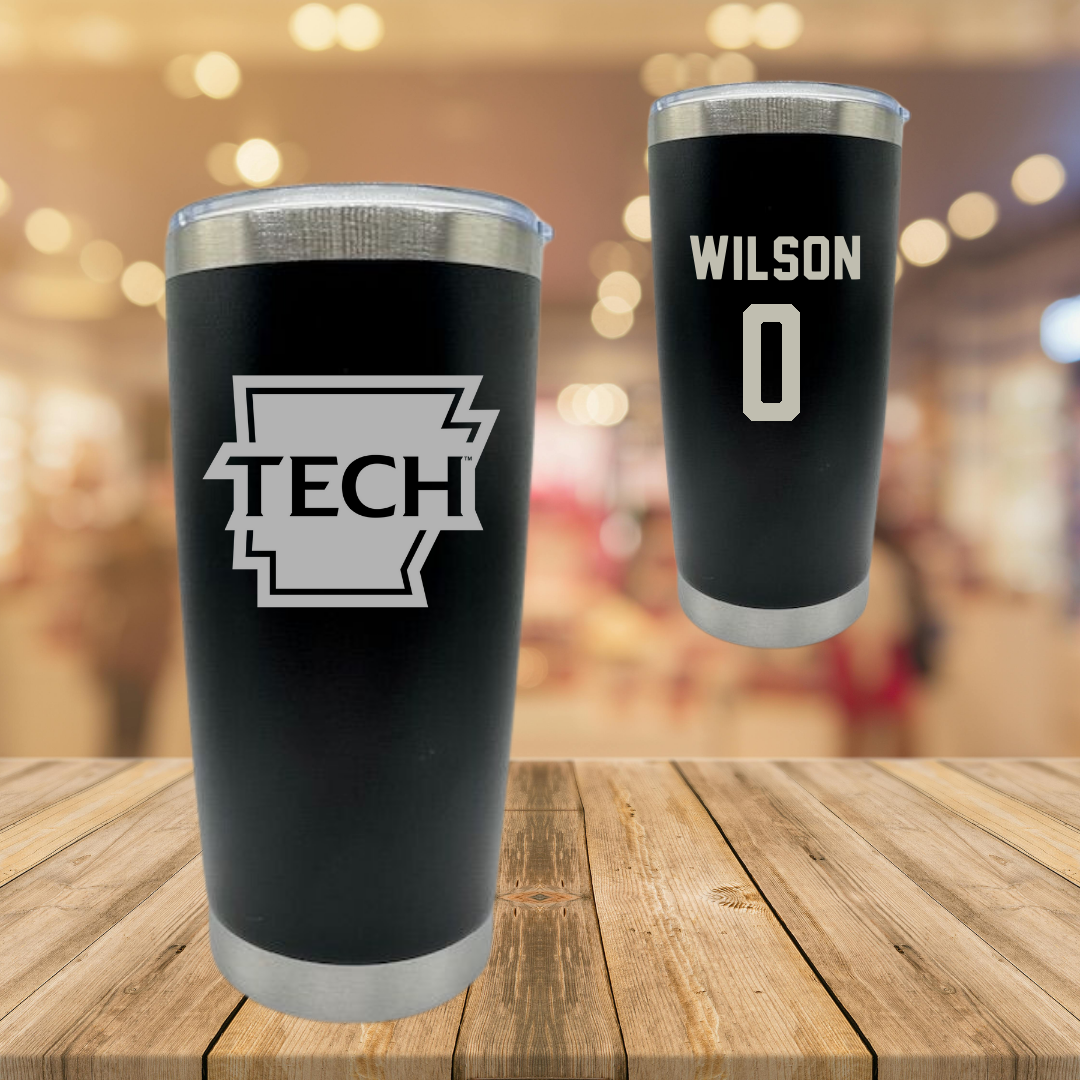 Arkansas Tech University Softball Black Stainless Steel Tumbler - #0 Nevaeh Wilson
