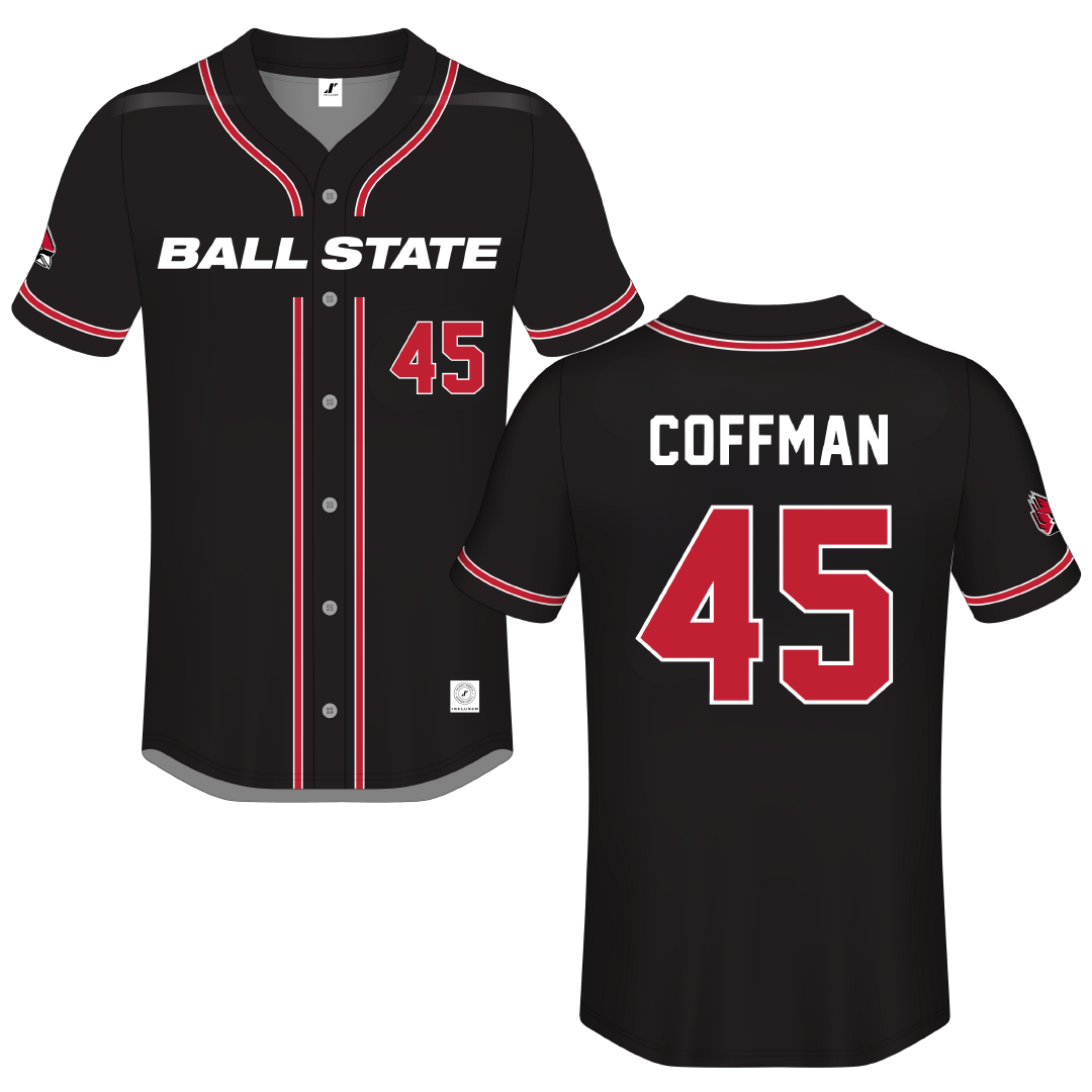 Ball State University Black Button-Down Jersey - #45 Owen Coffman