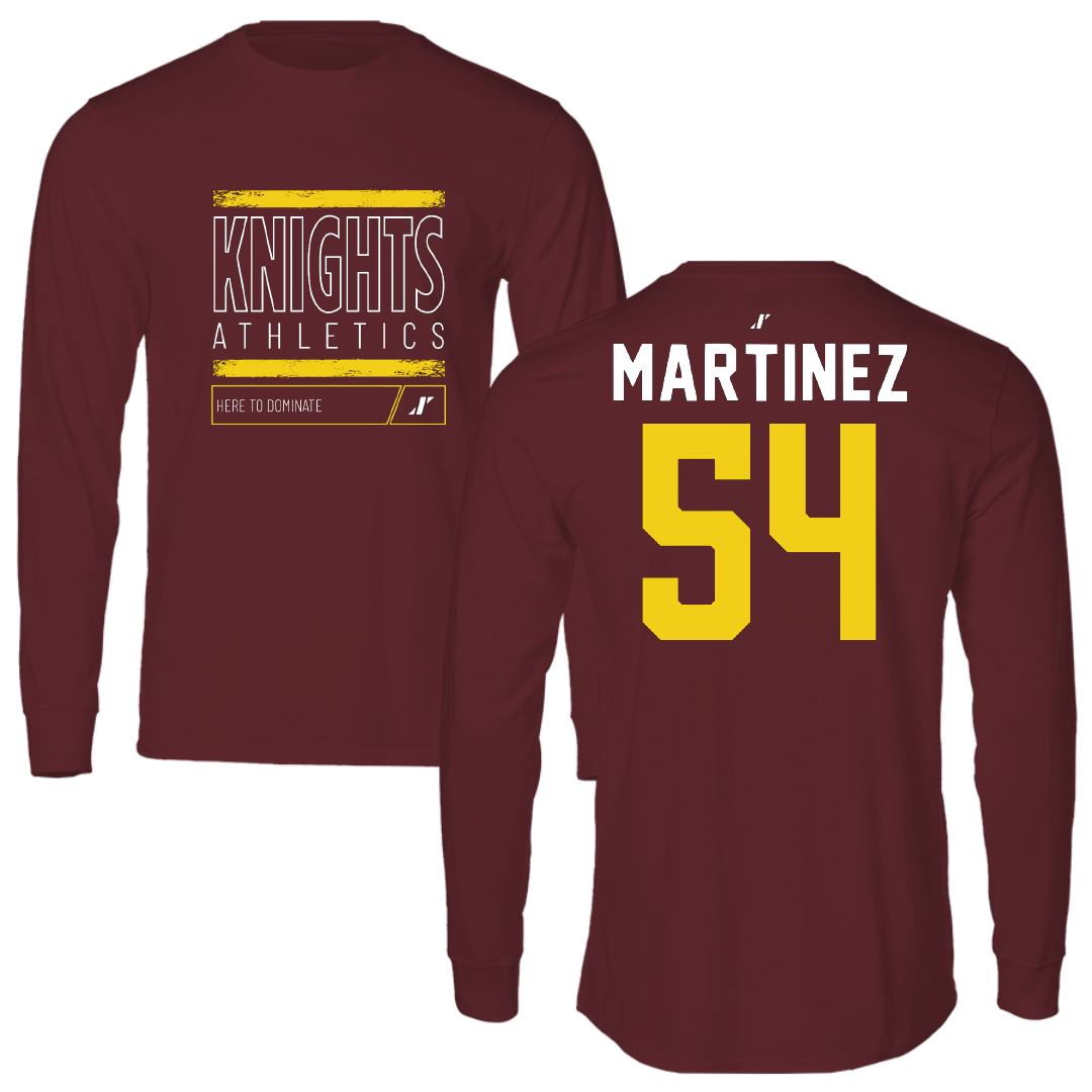 Calvin University Football Maroon Dominate Performance Long Sleeve - #54 Morgan Martinez