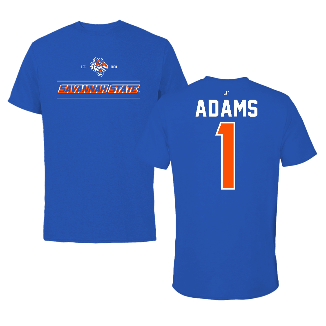 Savannah State University Football Blue General Performance Tee - #1 Jadon Adams