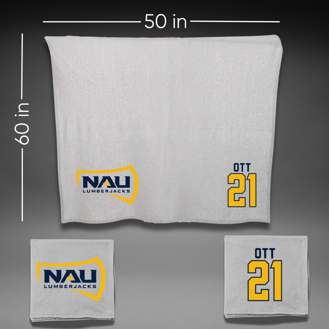 Northern Arizona University Soccer Gray Blanket - #21 Avery Ott
