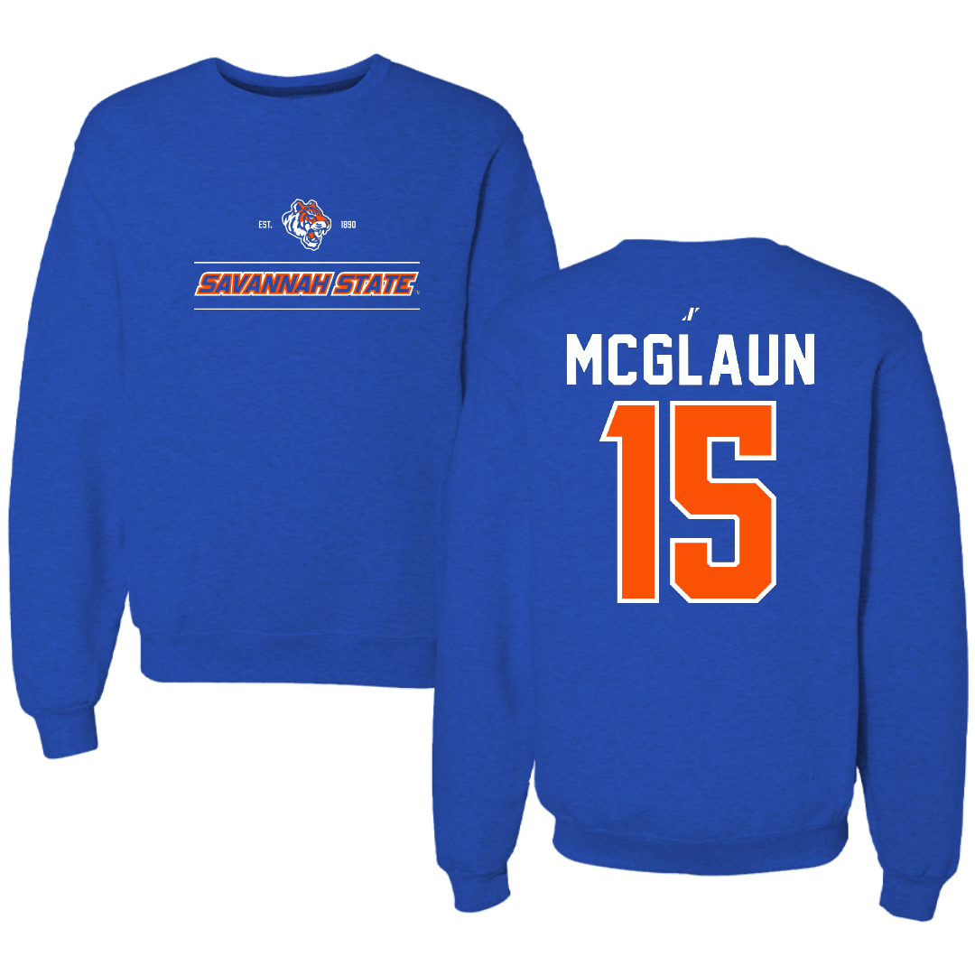 Savannah State University Football Blue General Crewneck - #15 James McGlaun