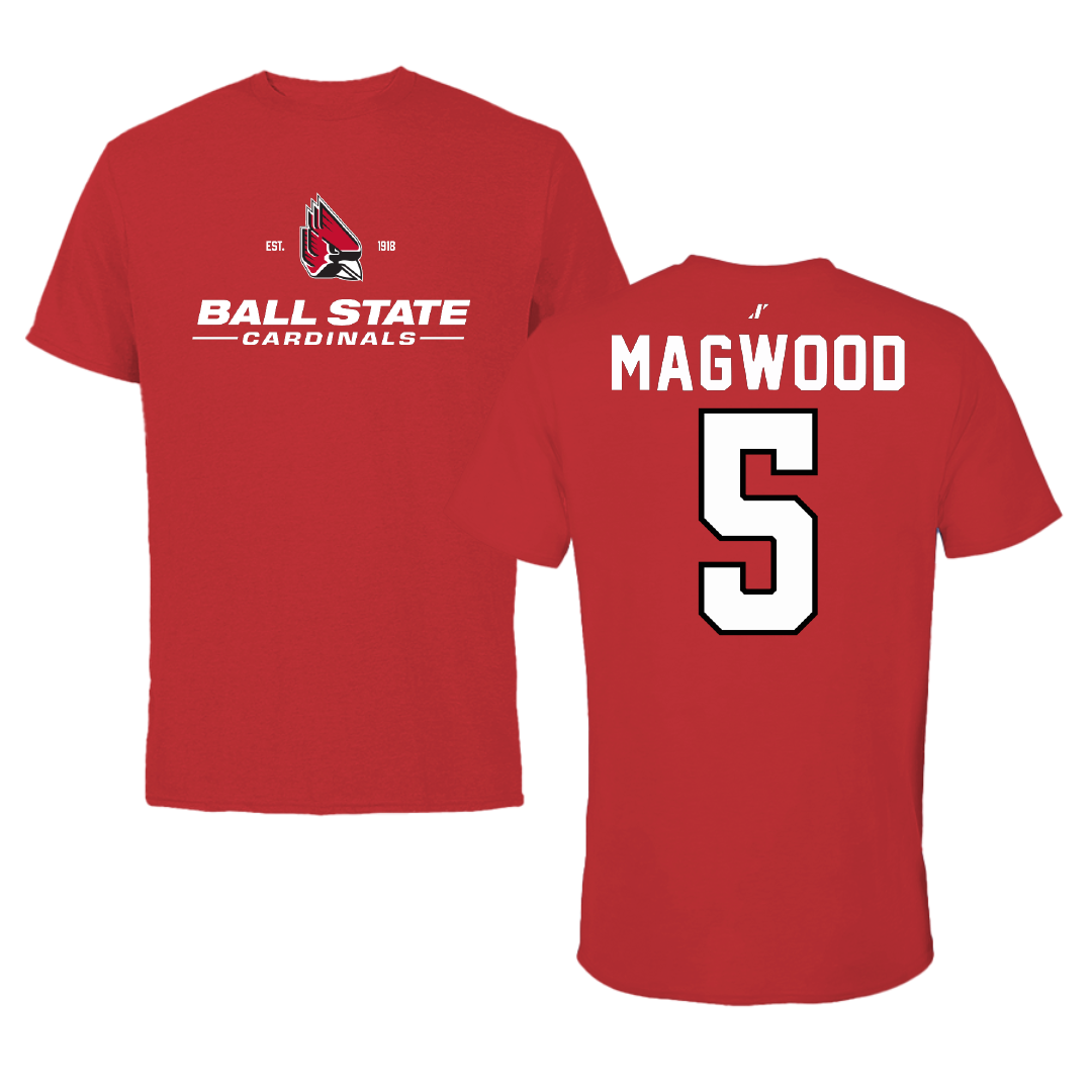 Ball State University Football Red General Performance Tee - #5 Qian Magwood