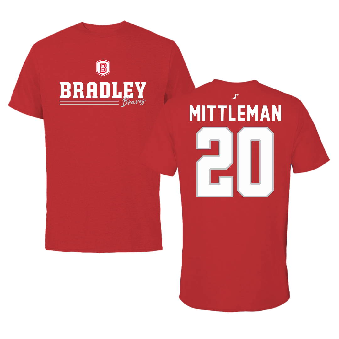 Bradley University Baseball Red General Tee - #20 Christian Mittleman