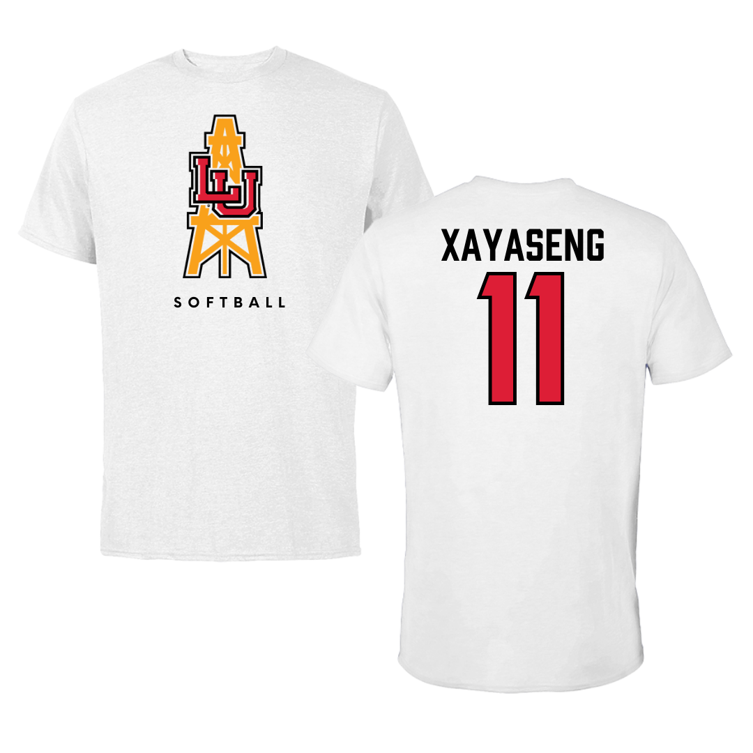 Lamar University Softball White Performance Tee - #11 Kalyn Xayaseng