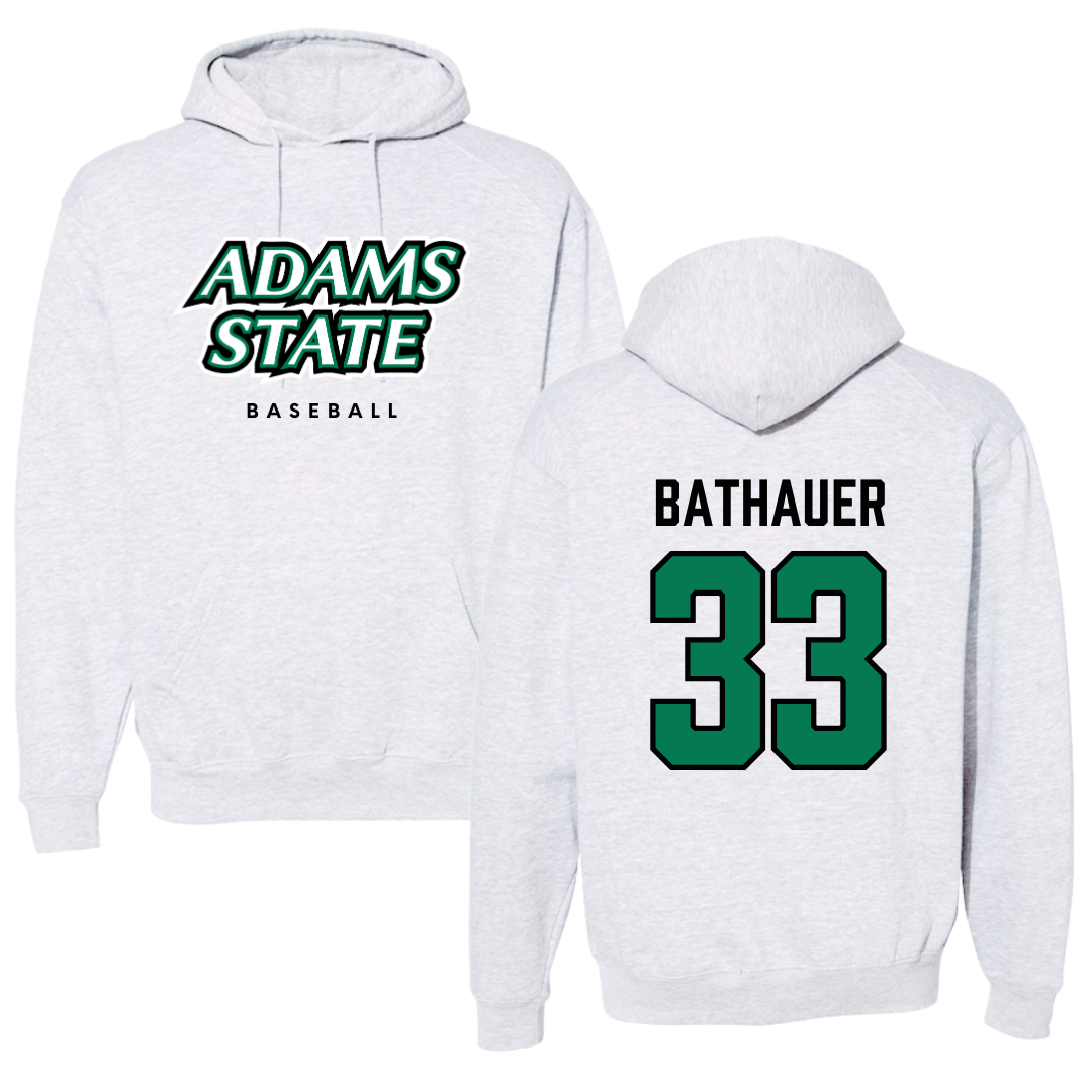 Adams State University Baseball Gray Block Hoodie - #33 Matt Bathauer