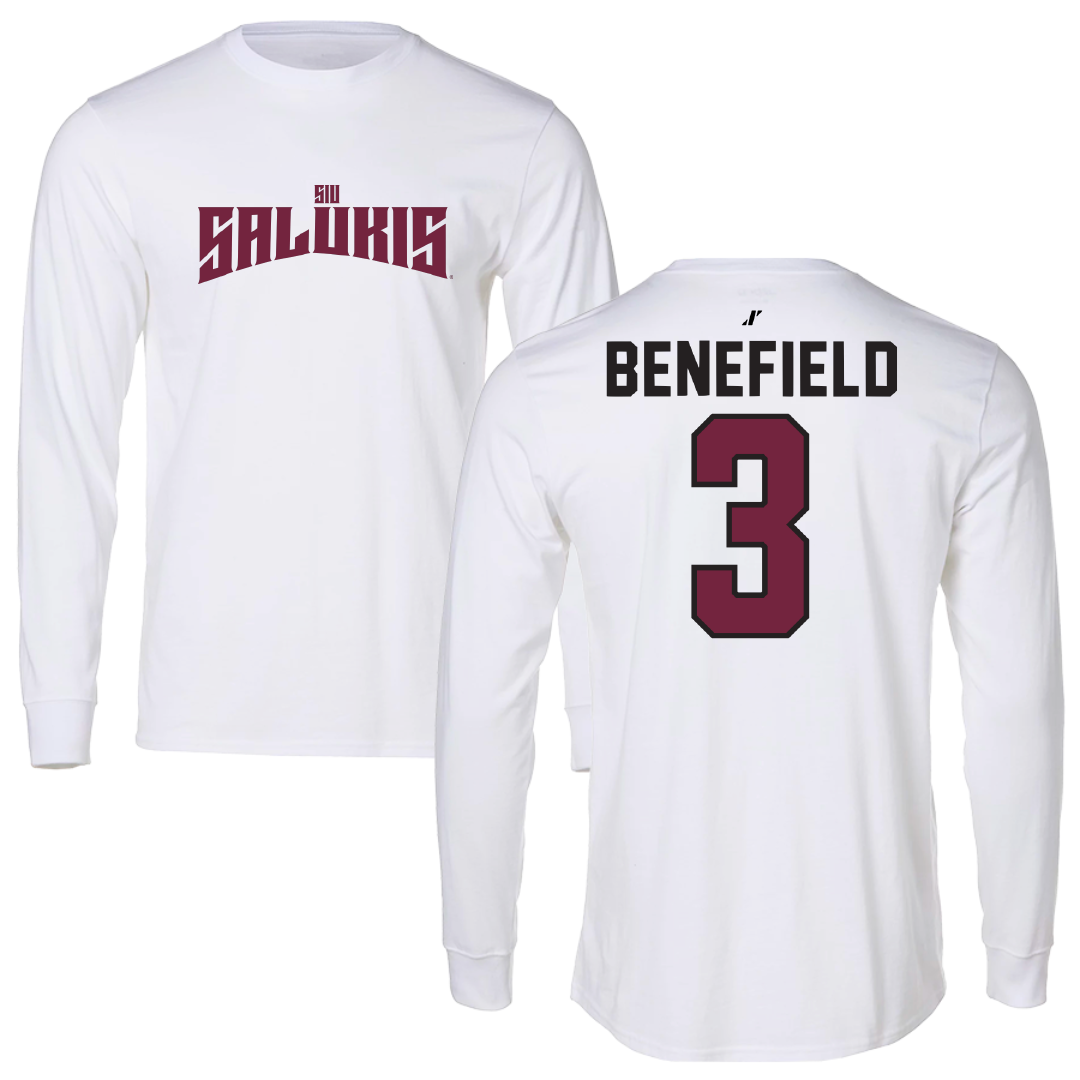 Southern Illinois University at Carbondale Football White Classic Performance Long Sleeve - #3 Jaelin Benefield