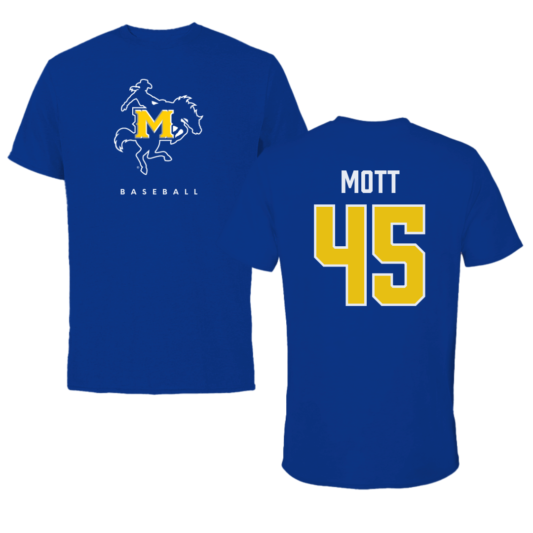 McNeese State University Baseball True Royal Blue Tee - #45 Marcus Mott
