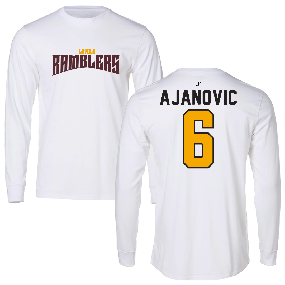 Loyola University-Chicago Volleyball White Classic Performance Long Sleeve - #6 Esma Ajanovic