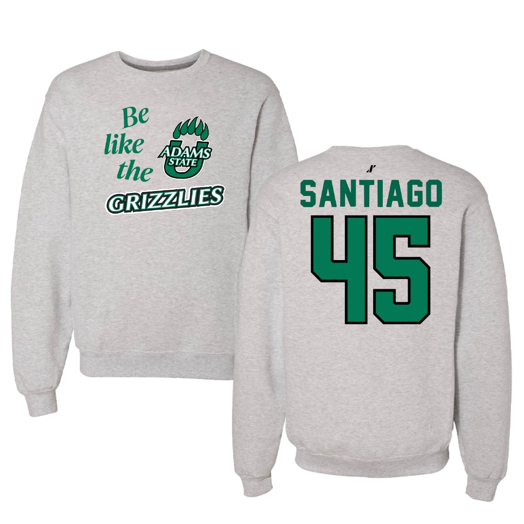 Adams State University Baseball Light Gray Be Like Us Crewneck - #45 Ricardo Santiago