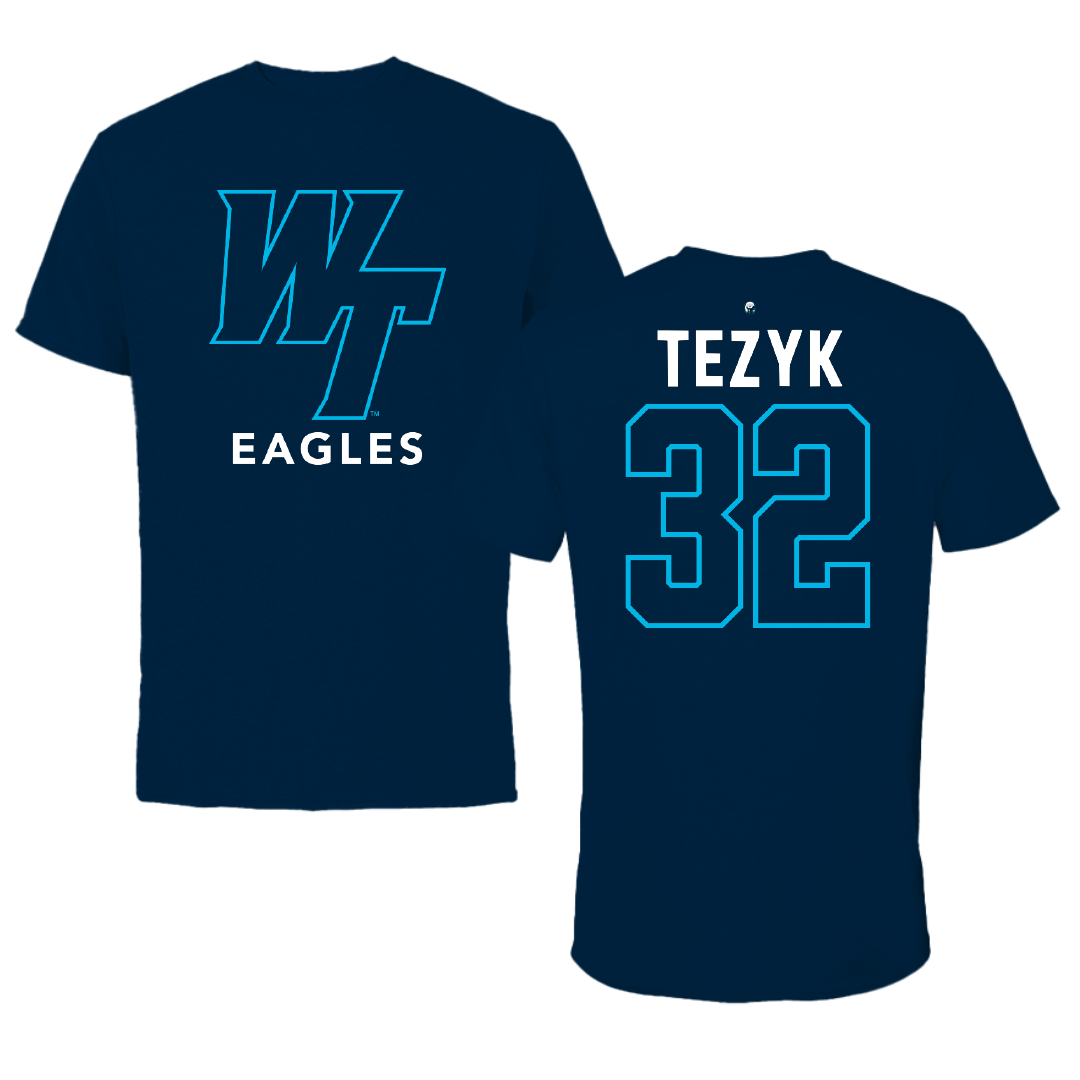 Wake Tech Community College Basketball Navy Performance Tee - #32 Kaden Tezyk