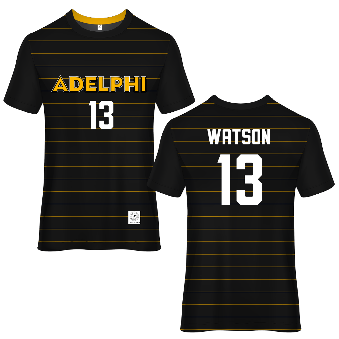 Adelphi University Black Soccer Jersey - #13 Andrew Watson